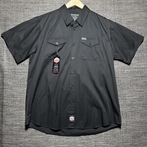 Dixxon Workforce Shirt Men's XL Black Short Sleeve Button Up Form Function